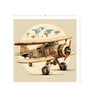 Explorer Map Airplane Vinyl Decorative Self Adhesive Wallpaper (3 ft X 3 ft)