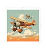 Amber Aeroplane Journey Vinyl Decorative Self Adhesive Wallpaper (3 ft X 3 ft)