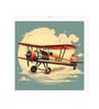 Retro Red Biplane Vinyl Decorative Self Adhesive Wallpaper (3 ft X 3 ft)
