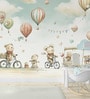 Teddy Bear Bicycle Ride Vinyl Decorative Self Adhesive Wallpaper (3 ft X 3 ft)