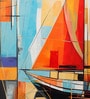 Sunset Sailboat Voyage Vinyl Decorative Self Adhesive Wallpaper (3 ft X 3 ft)