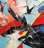 Cubist Red Blue Abstract Vinyl Decorative Self Adhesive Wallpaper (3 ft X 3 ft)