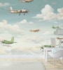 Olive Airplane Squadron Vinyl Decorative Self Adhesive Wallpaper (3 ft X 3 ft)