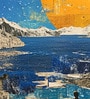 Golden Moonlit Mountains Vinyl Decorative Self Adhesive Wallpaper (3 ft X 3 ft)