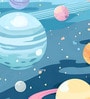 Cosmic Planet Adventure Vinyl Decorative Self Adhesive Wallpaper (3 ft X 3 ft)