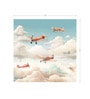 Red Biplane Sky Vinyl Decorative Self Adhesive Wallpaper (3 ft X 3 ft)