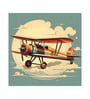 Retro Red Biplane Vinyl Decorative Self Adhesive Wallpaper (3 ft X 3 ft)