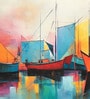 Cubist Harbor Abstract Vinyl Decorative Self Adhesive Wallpaper (3 ft X 3 ft)