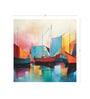 Cubist Harbor Abstract Vinyl Decorative Self Adhesive Wallpaper (3 ft X 3 ft)