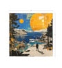 Golden Moonlit Mountains Vinyl Decorative Self Adhesive Wallpaper (3 ft X 3 ft)