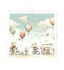 Teddy Bear Bicycle Ride Vinyl Decorative Self Adhesive Wallpaper (3 ft X 3 ft)