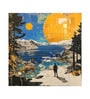 Golden Moonlit Mountains Vinyl Decorative Self Adhesive Wallpaper (3 ft X 3 ft)