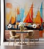Sunset Sailboat Voyage Vinyl Decorative Self Adhesive Wallpaper (3 ft X 3 ft)