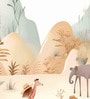 Desert Caravan Journey Vinyl Decorative Self Adhesive Wallpaper (3 ft X 3 ft)