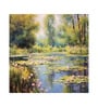 Lily Pond Impressionist Vinyl Decorative Self Adhesive Wallpaper (3 ft X 3 ft)
