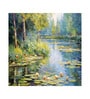 Golden Lily Pond Vinyl Decorative Self Adhesive Wallpaper (3 ft X 3 ft)