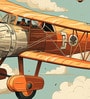Amber Aeroplane Journey Vinyl Decorative Self Adhesive Wallpaper (3 ft X 3 ft)