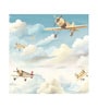 Solo Aeroplane Cloudscape Vinyl Decorative Self Adhesive Wallpaper (3 ft X 3 ft)