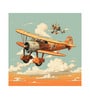 Amber Aeroplane Journey Vinyl Decorative Self Adhesive Wallpaper (3 ft X 3 ft)