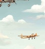 Olive Airplane Squadron Vinyl Decorative Self Adhesive Wallpaper (3 ft X 3 ft)