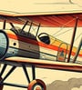 Retro Red Biplane Vinyl Decorative Self Adhesive Wallpaper (3 ft X 3 ft)
