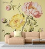 Golden Peony Blossom Vinyl Floral Self Adhesive Wallpaper (3 ft X 3 ft)