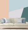 Peach Teal Blocks Vinyl Geometric Self Adhesive Wallpaper (3 ft X 3 ft)
