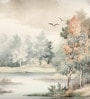 Pastel Tree Horizon Vinyl Landscape Self Adhesive Wallpaper (3 ft X 3 ft)