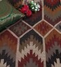 Multicolor Wool & Jute 5 ft X 8 ft Hand Woven Dhurrie