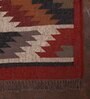 Multicolor Wool & Jute 5 ft X 8 ft Hand Woven Dhurrie