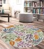 Multicolor Wool Floral 5x5 Feet Round Hand Tufted Carpet
