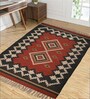 Multicolor Wool & Jute Geometric 108 x 72 Inches Hand Woven Dhurries
