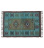 Blue Wool & Jute Abstract 60 x 36 Inches Hand Woven Dhurries