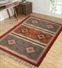 Multicolor Wool & Jute Geometric 72 x 48 Inches Hand Woven Dhurries