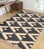 Black Wool & Jute Geometric 72 x 48 Inches Hand Woven Dhurries