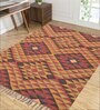 Multicolor Wool & Jute Geometric 72 x 48 Inches Hand Woven Dhurries