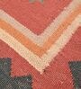 Red Wool & Jute Abstract 72 x 48 Inches Hand Woven Dhurries