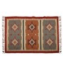 Multicolor Wool & Jute Geometric 96 x 60 Inches Hand Woven Dhurries