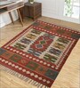 Multicolor Wool & Jute Traditional 96 x 60 Inches Hand Woven Dhurries