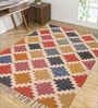 Multicolor Wool & Jute Abstract 96 x 60 Inches Hand Woven Dhurries