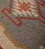 Multicolor Wool & Jute Geometric 96 x 60 Inches Hand Woven Dhurries