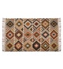 Multicolor Wool & Jute Geometric 96 x 60 Inches Hand Woven Dhurries