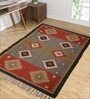 Multicolor Wool & Jute Geometric 96 x 60 Inches Hand Woven Dhurries