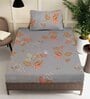 Grey Floral 400 TC Pure Cotton Fitted Single Bedsheet with Pillow Cover