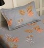 Grey Floral 400 TC Pure Cotton Fitted Single Bedsheet with Pillow Cover