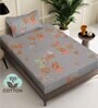 Grey Floral 400 TC Pure Cotton Single Bedsheet with Pillow Cover