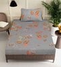 Grey Floral 400 TC Pure Cotton Single Bedsheet with Pillow Cover