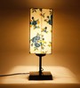 Multicolored  Cotton  Shade Traditional Table Lamp With Black  Base