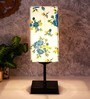 Multicolored  Cotton  Shade Traditional Table Lamp With Black  Base