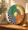 Multicolour & Gold Abstract Round Wall Art 15 Inch